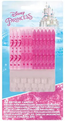 12 bougies d'anniversaire et 12 supports PRINCESSES DISNEY