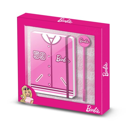 Journal rose BARBIE + ensemble stylo - 22,4cm X 23,2cm X 2,2cm