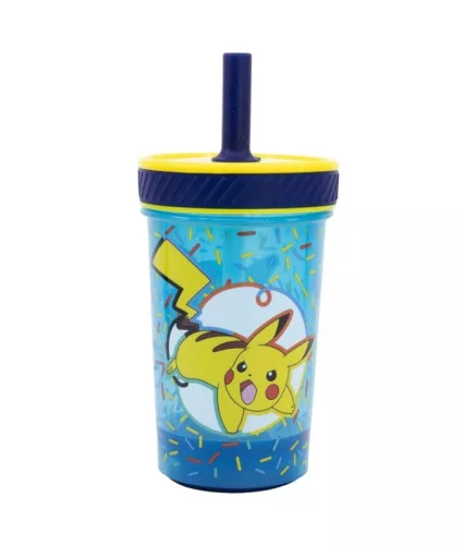 Pokémon felboríthatatlan csúszásgátlós műanyag pohár szívószállal - 370ML