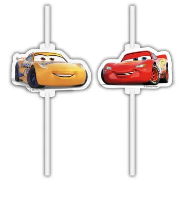 4 pailles en papier CARS DISNEY