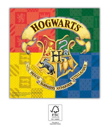 20 serviettes en papier 2 plis 33x33cm HARRY POTTER HOGWARTS HOUSES