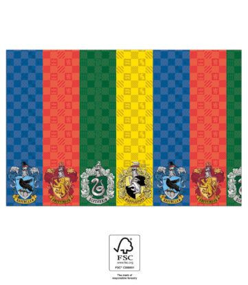 Nappe en papier 120x180cm HARRY POTTER HOGWARTS HOUSES