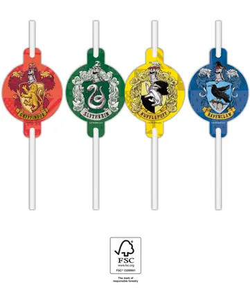 4 pailles en papier HARRY POTTER HOGWARTS HOUSES