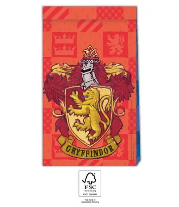 4 sacs de fête en papier HARRY POTTER HOGWARTS HOUSES