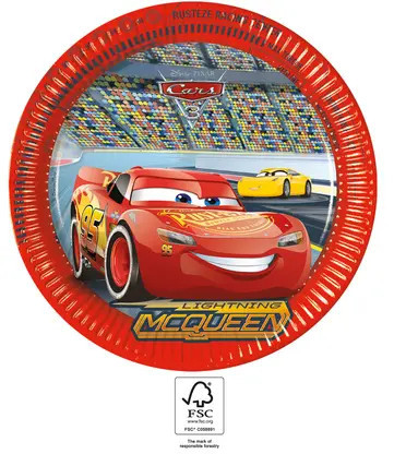 8 assiettes en papier 23cm Cars