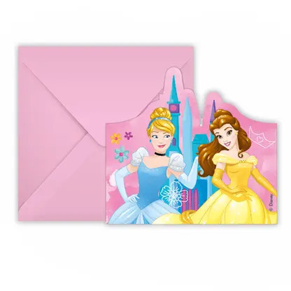 Ensemble d'invitation d'anniversaire de 6 pièces et enveloppe Disney Princesses