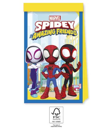 4 sacs de fête en papier SPIDEY ET SES INCROYABLES AMIS MARVEL