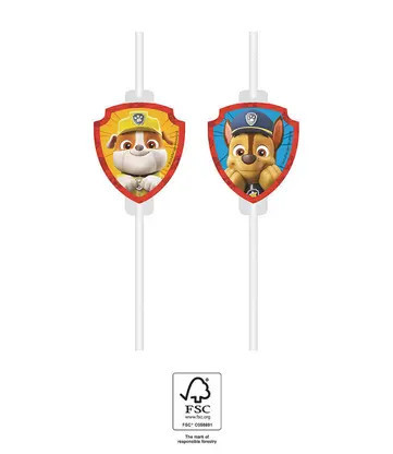 4 pailles en papier Pat' Patrouille