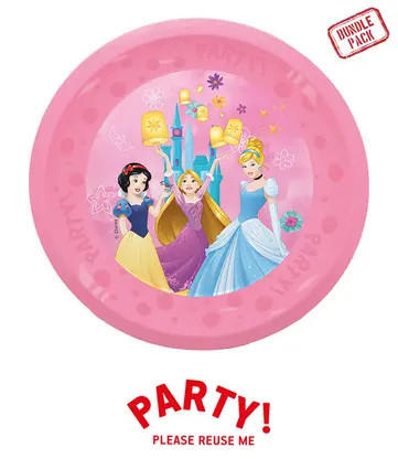 Ensemble de 4 assiettes de fête réutilisables de 21 cm PRINCESSES DISNEY