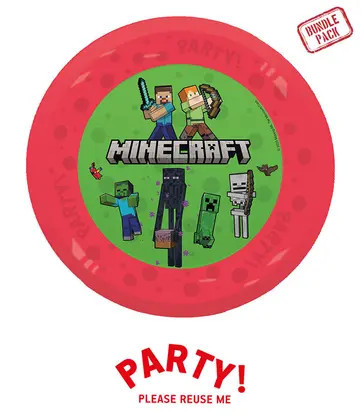 Ensemble de 4 assiettes de fête réutilisables de 21cm MINECRAFT