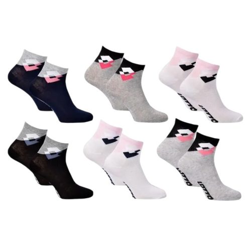 Chaussettes courtes en coton pour femmes Lotto - lot de 3 paires - 36-41