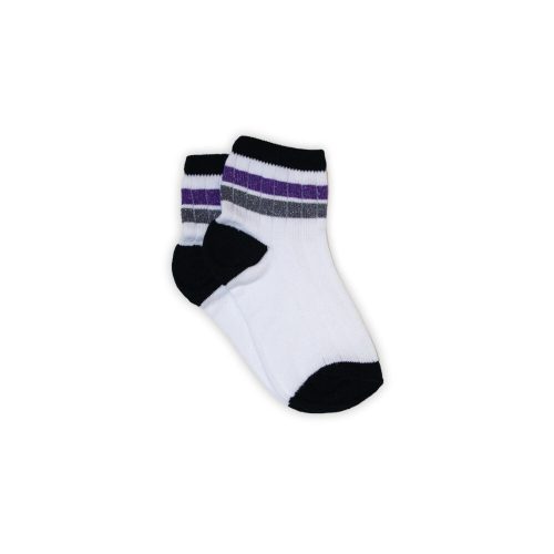 Chaussettes en coton pour femme - côtelées - pailletées - rayures lilas-argent - 35-40