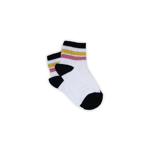 Chaussettes en coton pour femme - côtelées - pailletées - rayures or-mauve - 35-40