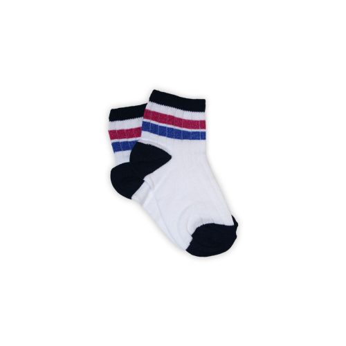 Chaussettes en coton pour fille - côtelées - pailletées - rayé rose-bleu - 23-28