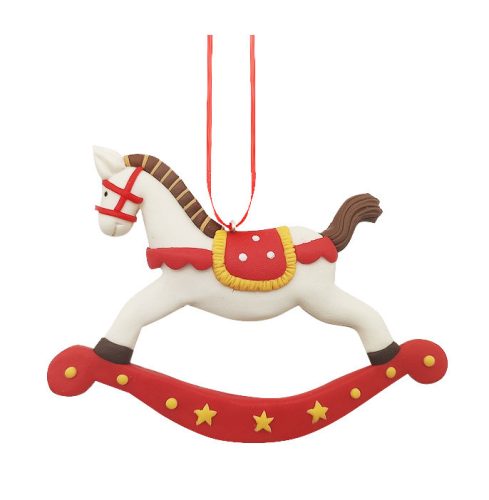 Argile cheval à bascule rose/blanc 12*8