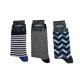 Chaussettes en coton pour homme - lot de 3 paires - bleu - à motifs - 43-46 - blanc-anthracite-bleu foncé - Evidence