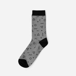   Chaussettes en coton pour homme - gris - motif géométrique - Evidence