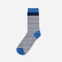   Chaussettes en coton pour homme - blanc-bleu foncé - à rayures - Evidence