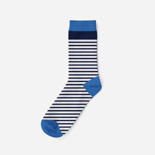 Chaussettes en coton pour homme - blanc-bleu foncé - à rayures - Evidence
