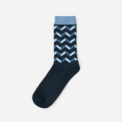   Chaussettes en coton pour homme - bleu - motif parquet - Evidence