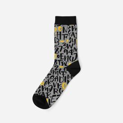   Chaussettes en coton pour homme - motif de lettres gris - Evidence