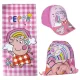 Ensemble plage - Casquette de baseball + sac à dos + serviette - Peppa Pig