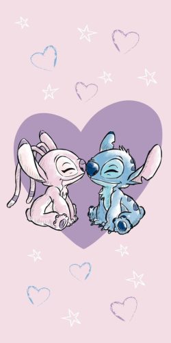 Serviette de plage en coton 100% Disney Stitch Love - 70x140 cm