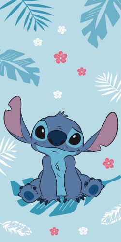 Serviette de plage en coton 100% bleue Disney Stitch - 70x140 cm