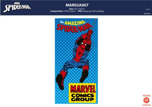 Serviette de plage Spiderman pour enfants - 100% coton - 70x140 cm - bleu moyen