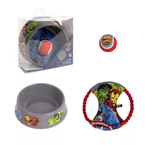 Ensemble de jouets pour chien Marvel, bol + balle de tennis + frisbee