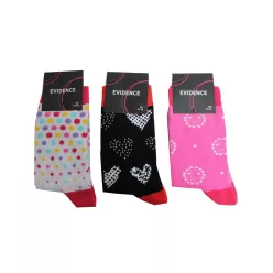   Chaussettes en coton pour femmes - 3 paires - imprimé - rose-noir-blanc - 39-42 - Evidence