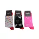 Chaussettes en coton pour femmes - 3 paires - imprimé - rose-noir-blanc - 39-42 - Evidence