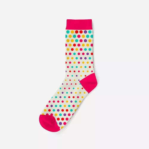 Chaussettes en coton pour femmes - blanc-rose - à pois - Evidence