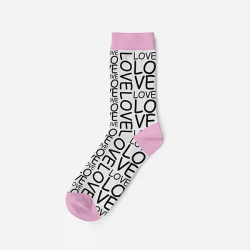 Chaussettes en coton pour femmes - blanc-rose - motif Love - 39-42 - Evidence