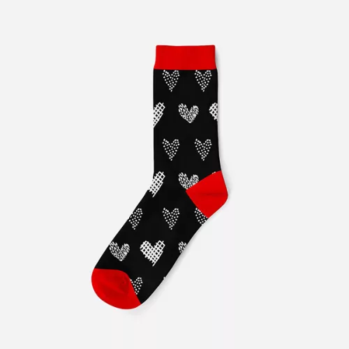 Chaussettes en coton pour femmes - noir-rouge - motif cœur - 39-42 - Evidence