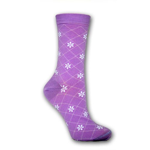 Chaussettes pour femmes - chaussettes de cheville en coton - 39-42 - motif floral violet - Evidence