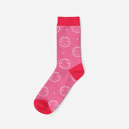 Chaussettes en coton pour femmes - rose-pink - motif cercle - Evidence