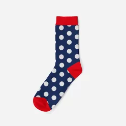   Chaussettes en coton pour femmes - bleu foncé-rouge - à pois - Evidence