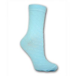   Chaussettes pour femmes - chaussettes de cheville en coton - 39-42 - rayures bleu clair avec fil métallique - Evidence