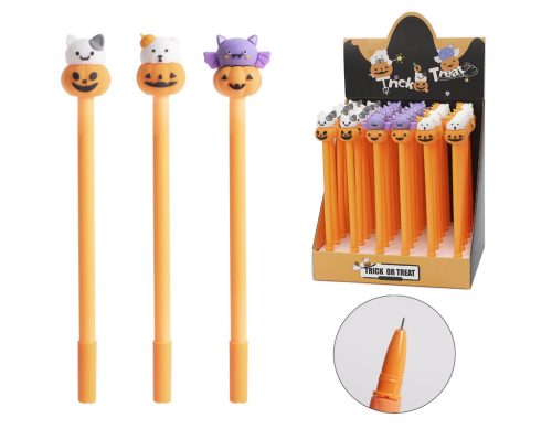 STYLO GEL CITROUILLE+TÊTE D'ANIMAL 3S