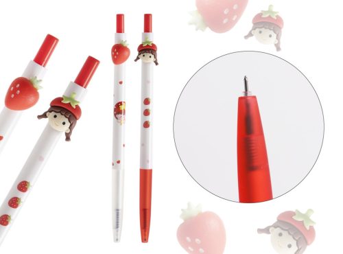 STYLO GEL FRAISE+FILLE 2S