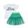 T-shirt en coton imprimé fleurs - ensemble jupe en tulle menthe pour filles - 110