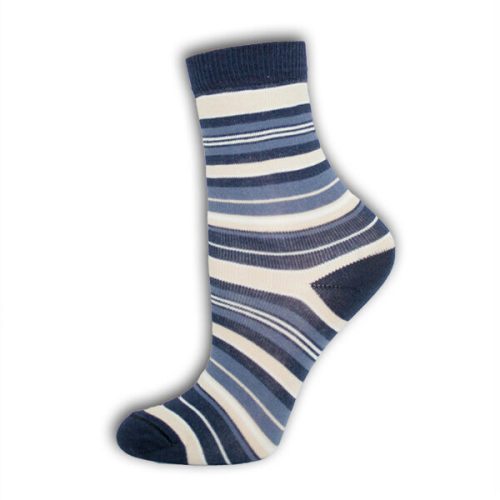 Chaussettes de cheville en coton pour enfants - chaussettes de cheville en coton - 23-26 - rayures bleu foncé - Evidence