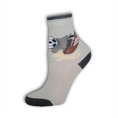 Chaussettes de cheville en coton pour enfants - chaussettes de cheville en coton - 23-26 - gris avec ballons de football - Evidence