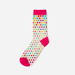   Chaussettes en coton pour enfants - blanc-rose à pois - Evidence