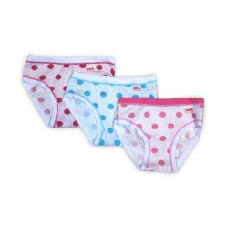   Culotte fille en coton - en coton éponge - lot de 3 - à pois - rose-rose clair-bleu clair - 110