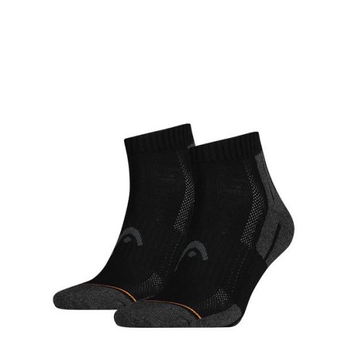 Chaussettes de sport unisexes Head - avec semelle en demi-peluche respirante - courtes - 2 paires - noir - 39-42