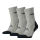 Chaussettes de sport unisexes Head - semelle en demi-peluche respirante 3 paires - gris - 35-38