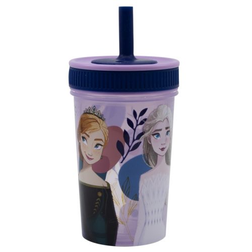 Verre en plastique avec paille anti-fuite Disney La Reine des Neiges - 420 ml