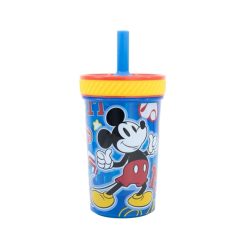   Mickey Egér felboríthatatlan csúszásgátlós műanyag pohár szívószállal - 370ML